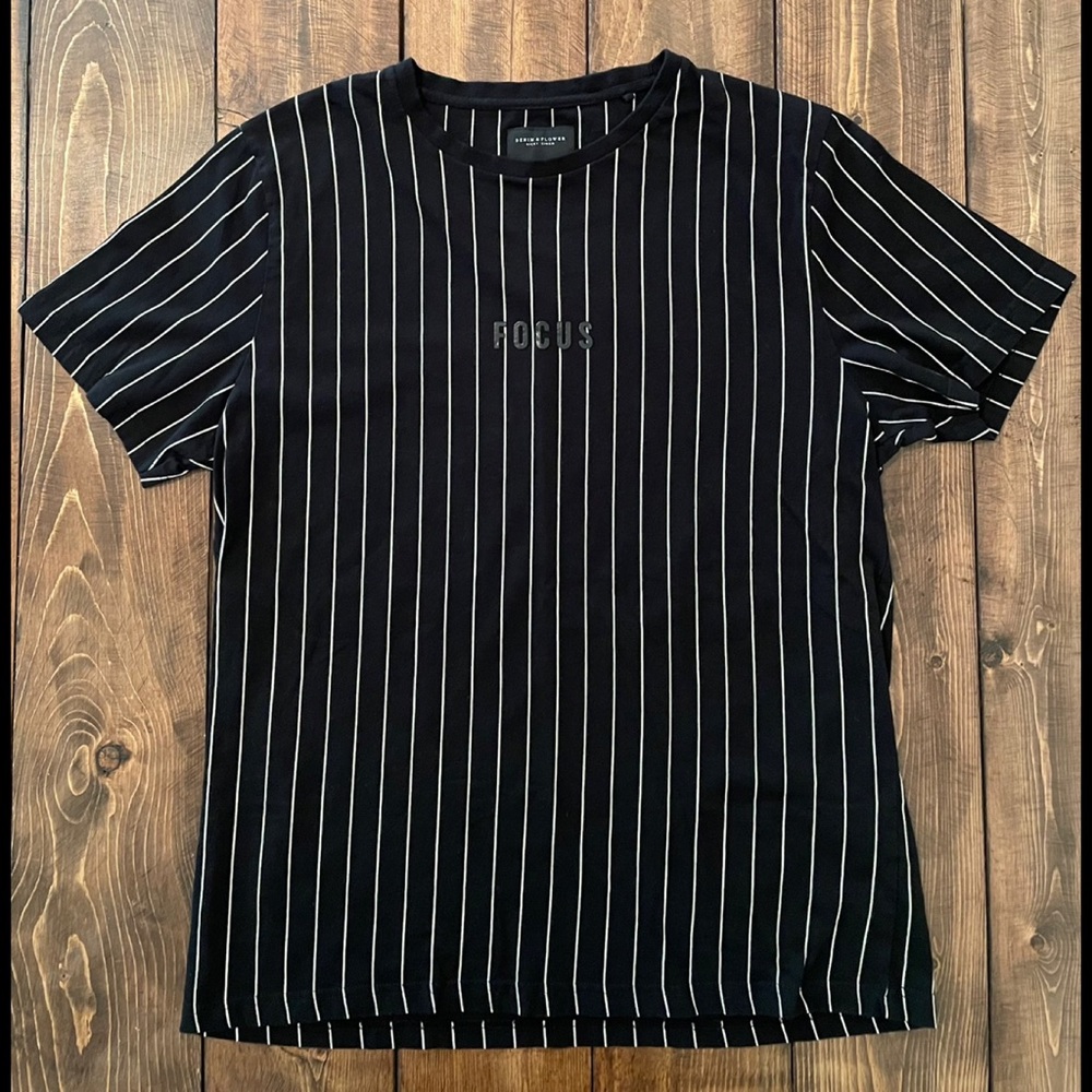 Denim & Flower (Ricky Singh) Focus Striped T-shirt - Size XL